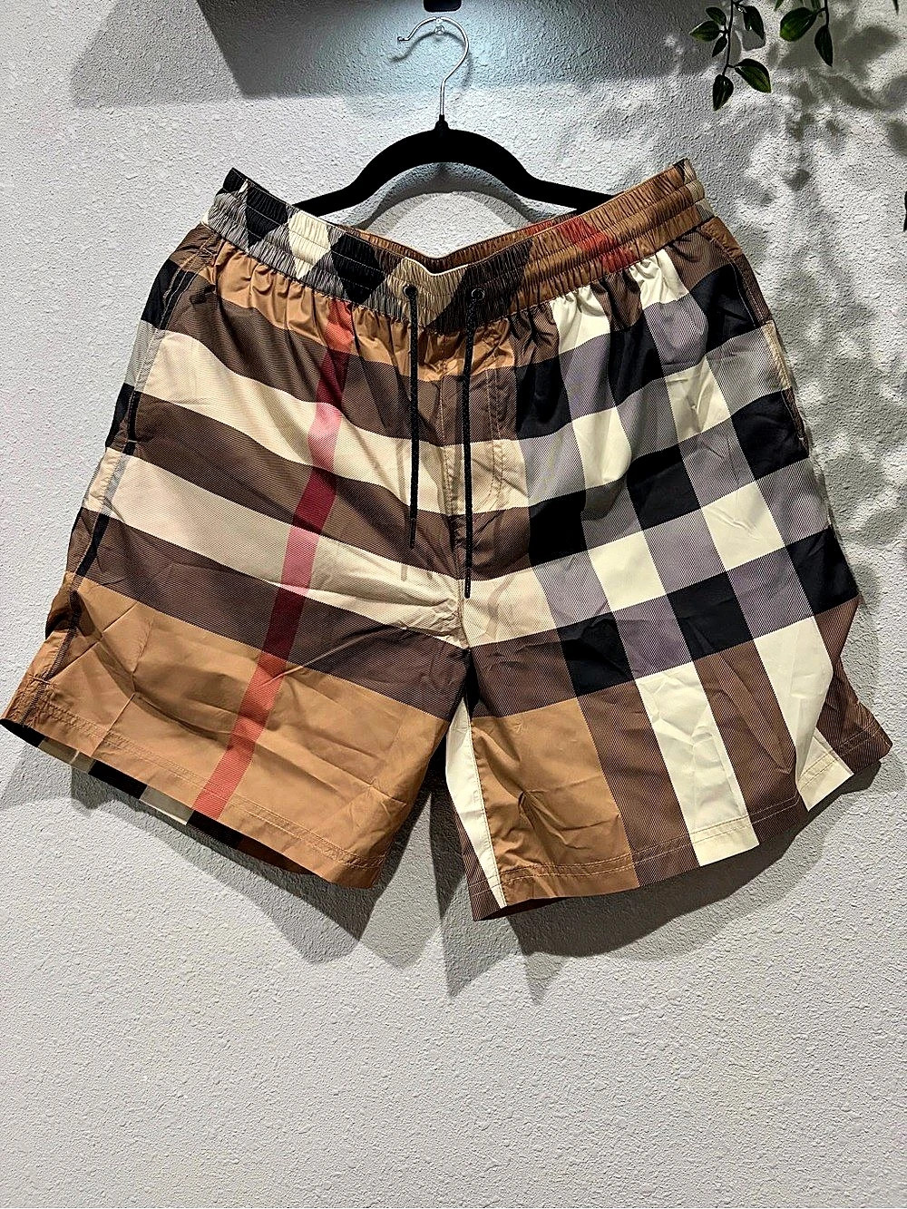 Burberry Vintage Check Swim Shorts Plaid Brown & Black Size Medium